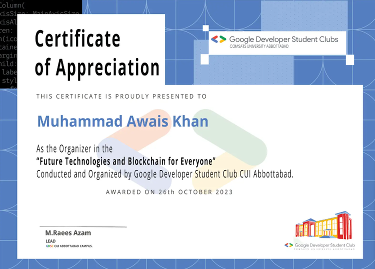 Certificate of Appreciation